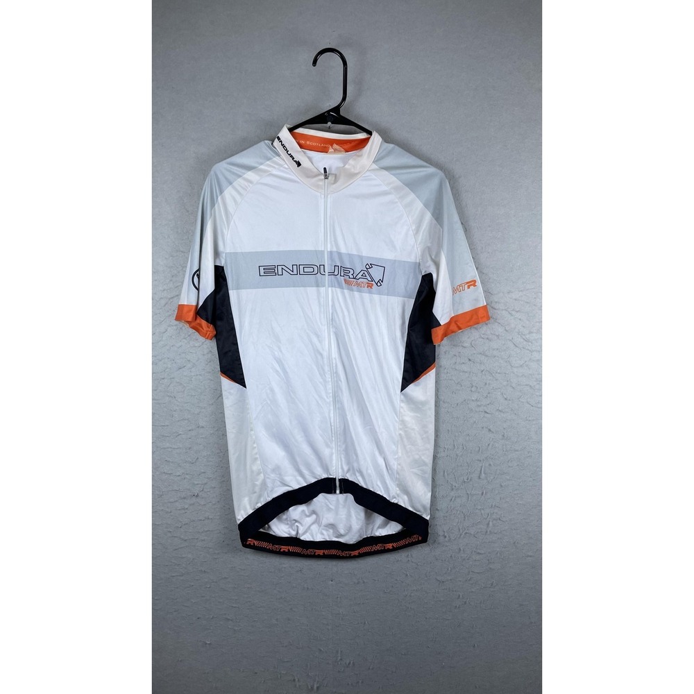 Endura MTR Cycling Jersey Mens Small White Full Zip Short Sleeve Coldblack
